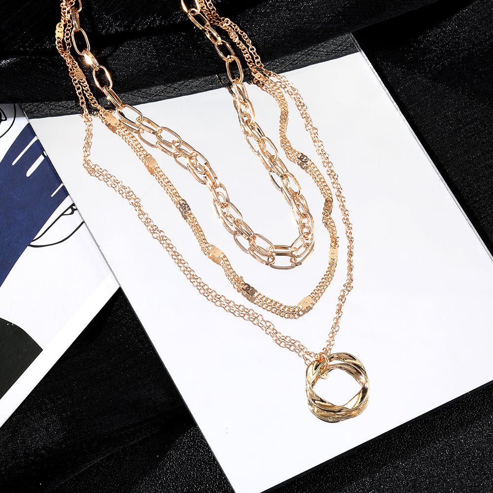 Mariam's Collection Mariam's Collection Thick Chain Round Pendant Necklace(MAC207) — construction detail
