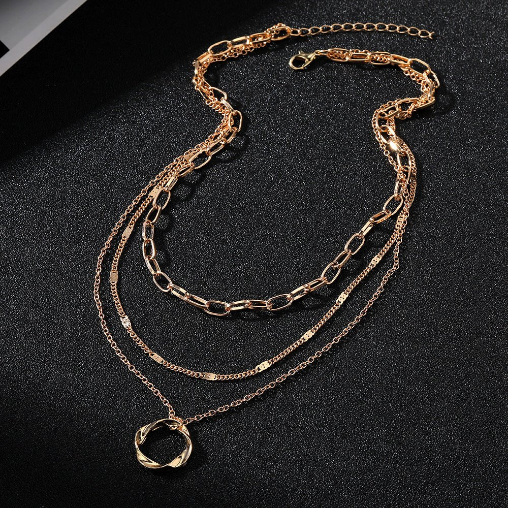 Mariam's Collection Mariam's Collection Thick Chain Round Pendant Necklace(MAC207) — Mariam's Collection branding close-up