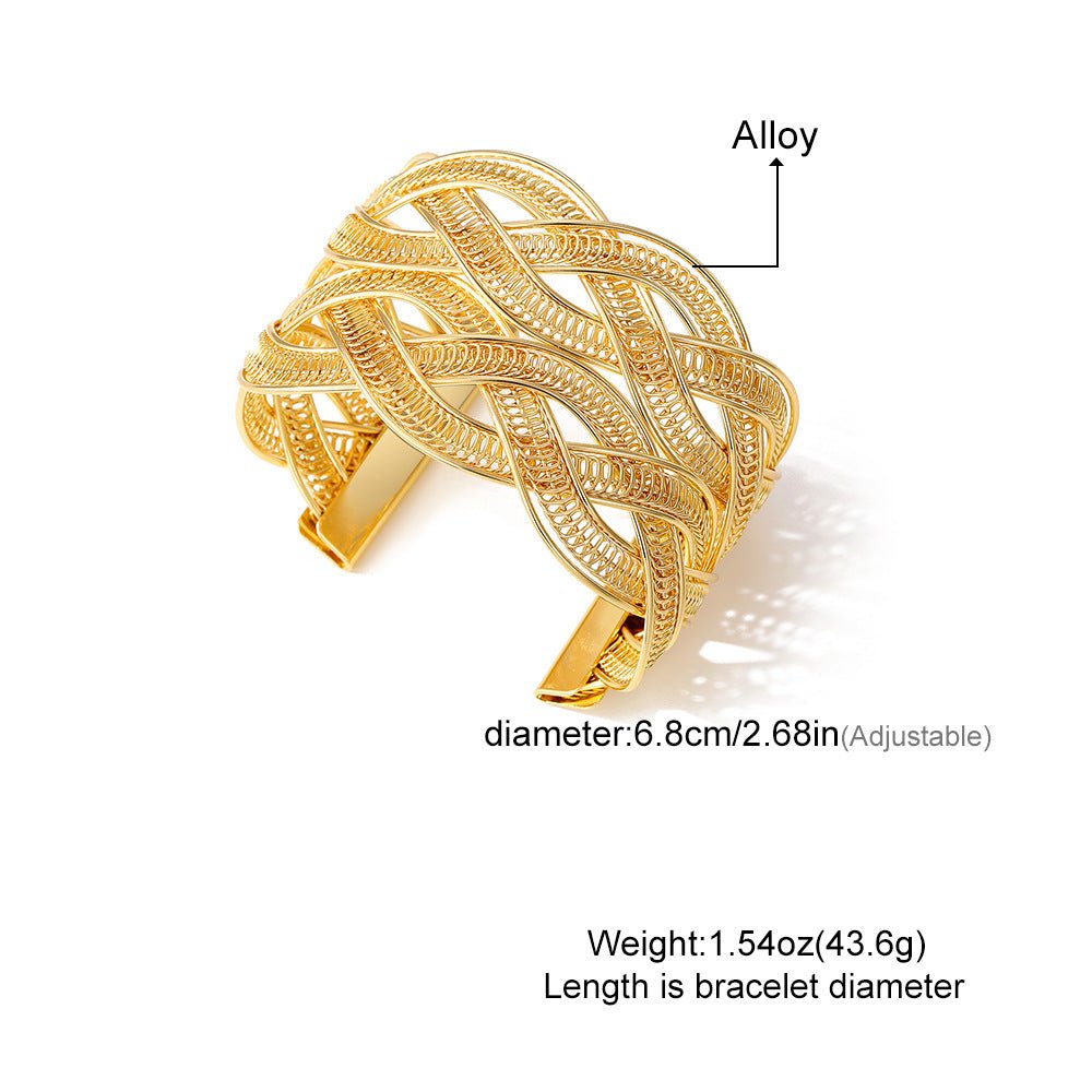 Mariam's Collection Adjustable Alloy Braided Mesh Wide Bracelet(MAC208) — lifestyle worn / used context