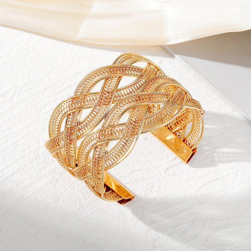 Adjustable Alloy Braided Mesh Wide Bracelet(MAC208)