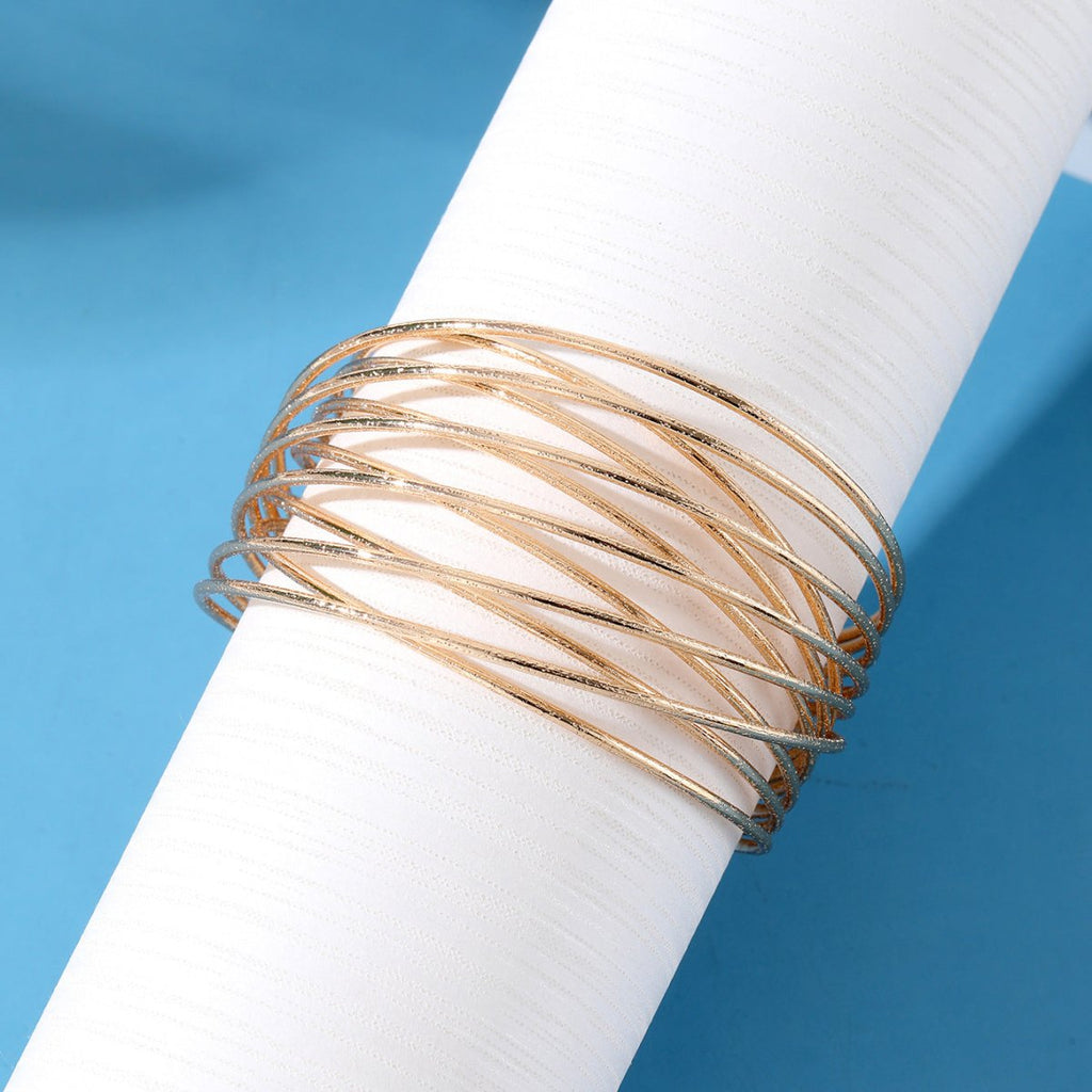Mariam's Collection Minimalist Multi-layered Hollow Opening Geometric Bracelet(MAC210) — Mariam's Collection branding close-up