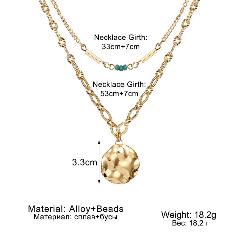 Mariam's Collection Mariam's Collection Vintage Double Layer Metal Disc Necklace(MAC211) — lifestyle worn / used context