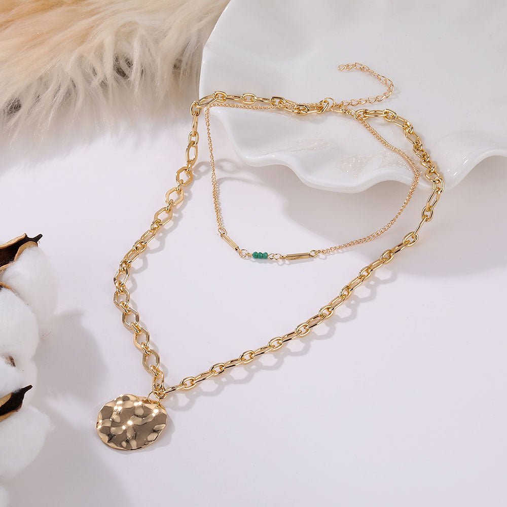 Mariam's Collection Mariam's Collection Vintage Double Layer Metal Disc Necklace(MAC211) — construction detail