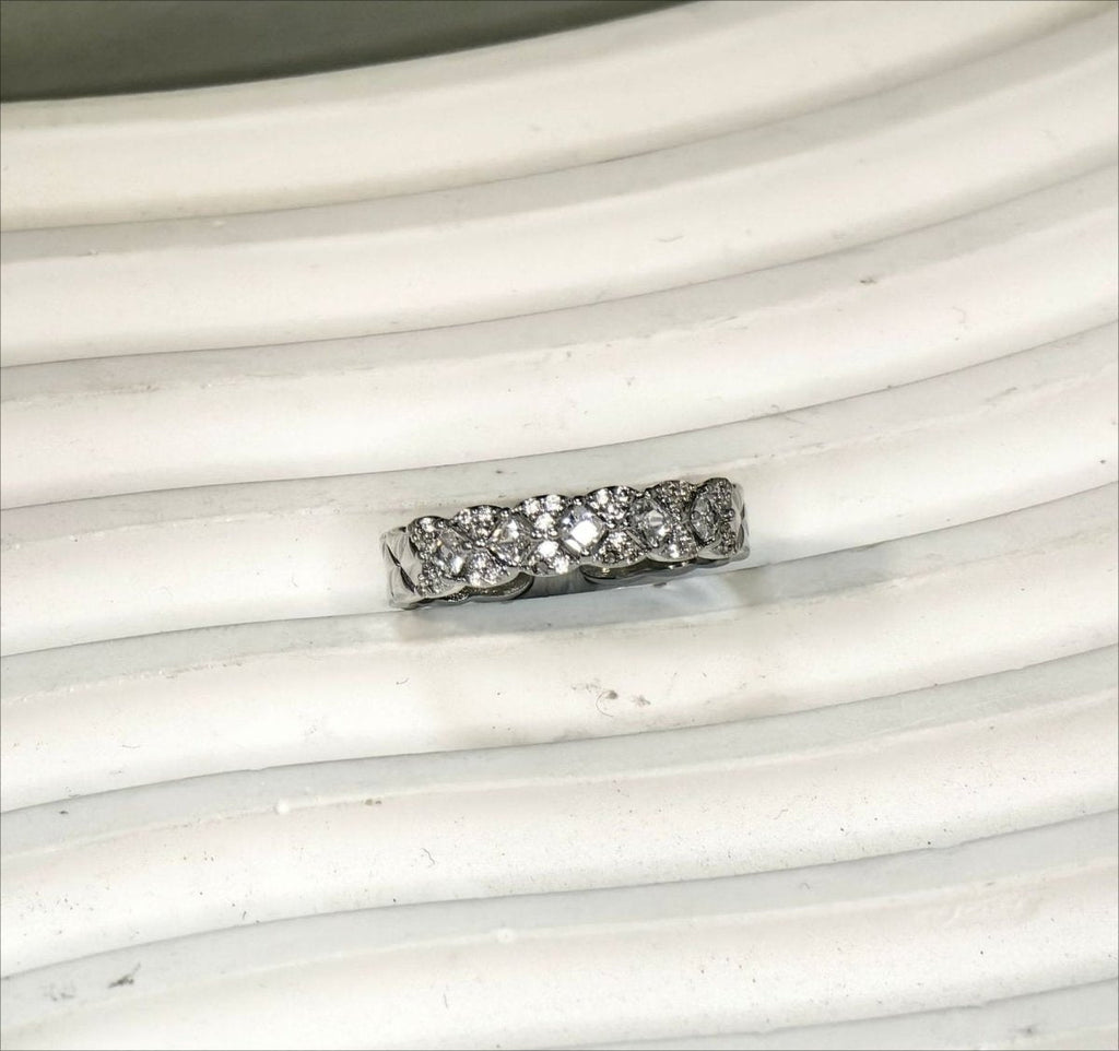 Mariam's Collection 18K Gold Vacuum Plating: Brass With Zircon Open Ring(MAC213) — Mariam's Collection branding close-up