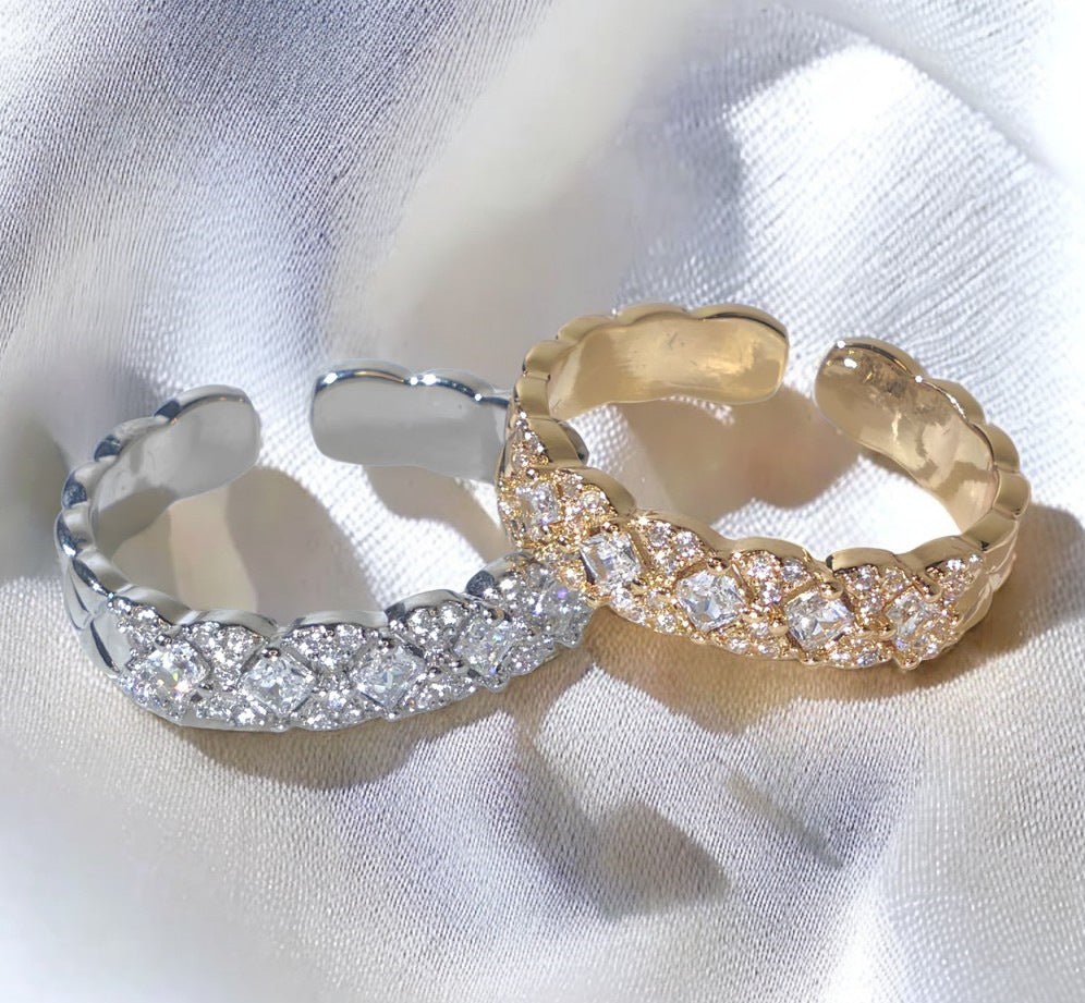 Mariam's Collection 18K Gold Vacuum Plating: Brass With Zircon Open Ring(MAC213) — main product shot