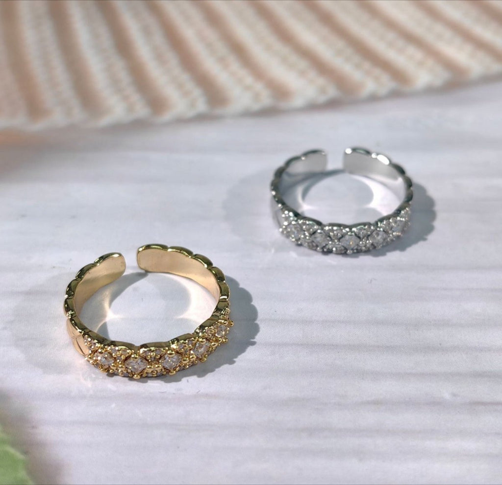 Mariam's Collection 18K Gold Vacuum Plating: Brass With Zircon Open Ring(MAC213) — Gold detail