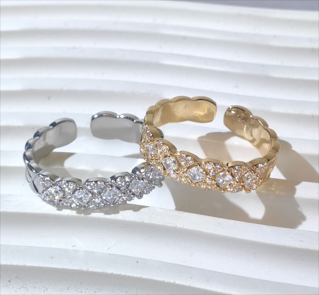 Mariam's Collection 18K Gold Vacuum Plating: Brass With Zircon Open Ring(MAC213) — lifestyle worn / used context