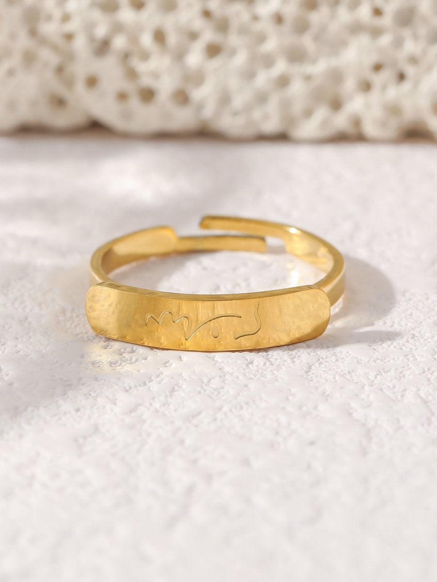 Mariam's Collection Simple engraved titanium steel ring with Arabic elements （With gift box）(MAC215) — detail shot 10