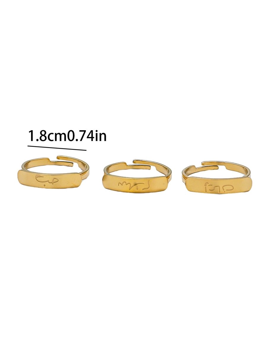 Mariam's Collection Simple engraved titanium steel ring with Arabic elements （With gift box）(MAC215) — product on model