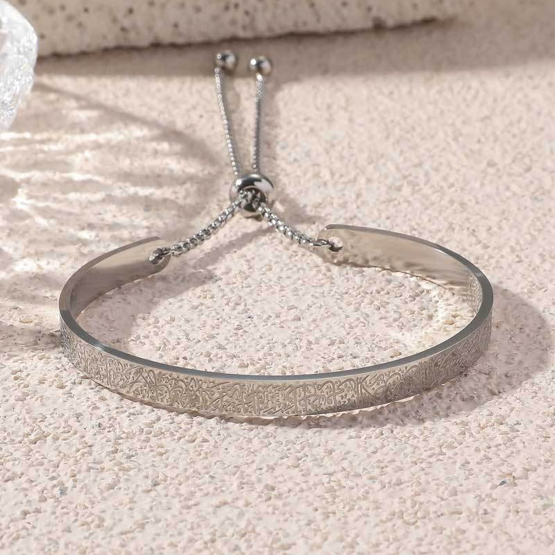 Mariam's Collection Double-sided engraved men's and women's non-fading titanium steel bracelet… — construction detail