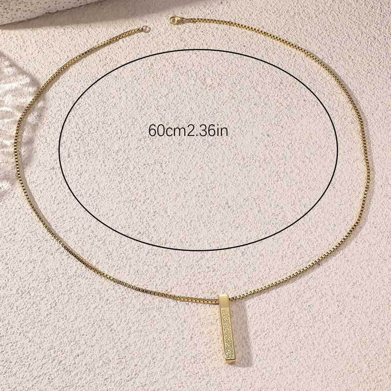 Mariam's Collection Titanium Steel High-Quality Square Pillar Engraved Necklace (With gift… — construction detail