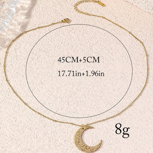 Simple Moon Titanium Steel Clavicle Chain Necklace (With gift box)(MAC218)