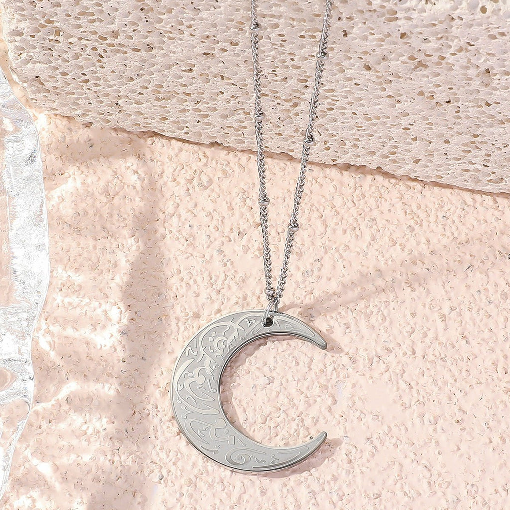 Mariam's Collection Simple Moon Titanium Steel Clavicle Chain Necklace (With gift box)(MAC218) — Mariam's Collection branding close-up
