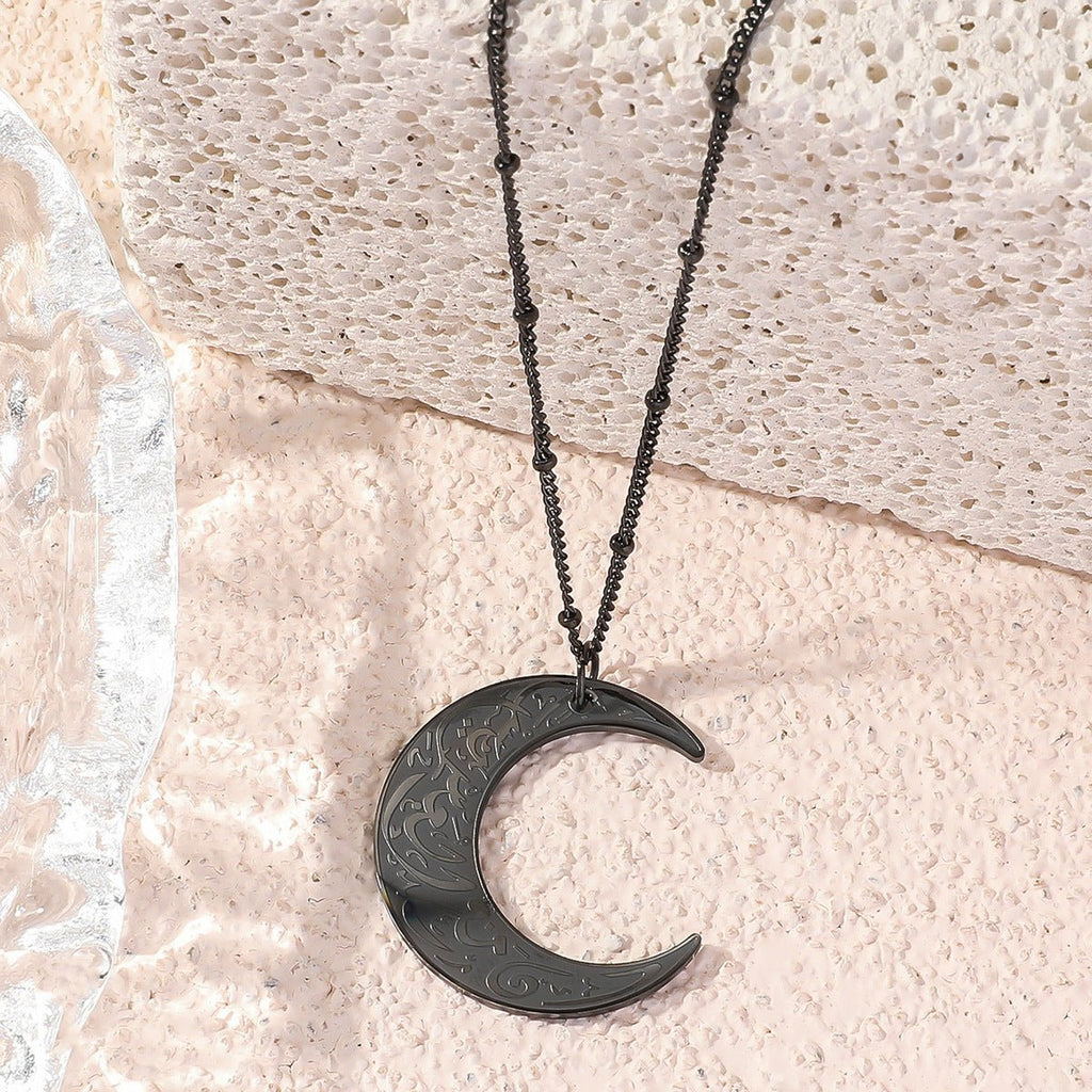 Mariam's Collection Simple Moon Titanium Steel Clavicle Chain Necklace (With gift box)(MAC218) — lifestyle worn / used context