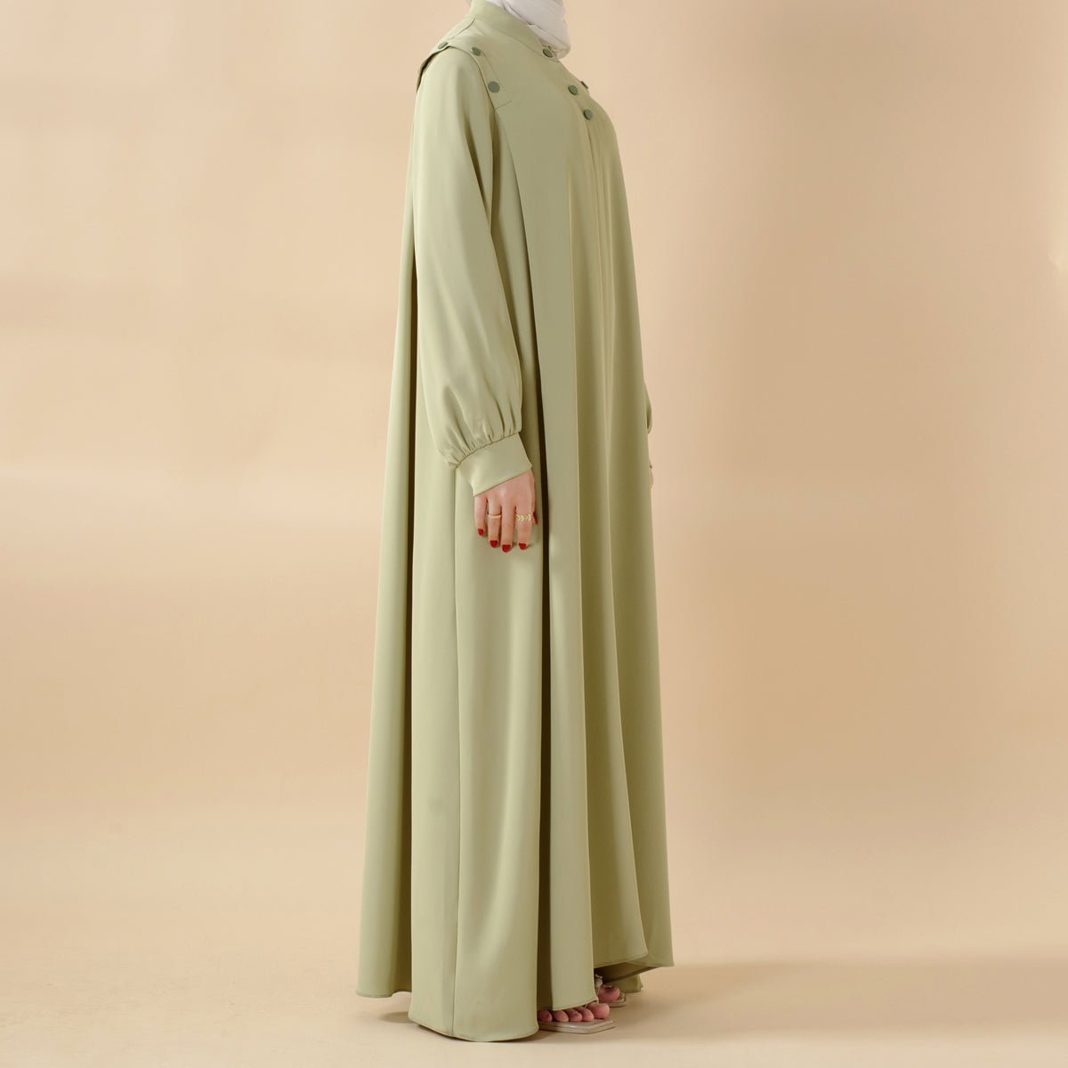 Mariam's Collection Macaron Color Shoulder Button Pullover Abaya (MA083) — detail shot 7