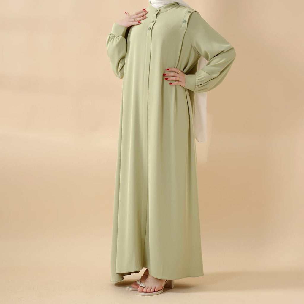 Mariam's Collection Macaron Color Shoulder Button Pullover Abaya (MA083) — lifestyle worn / used context