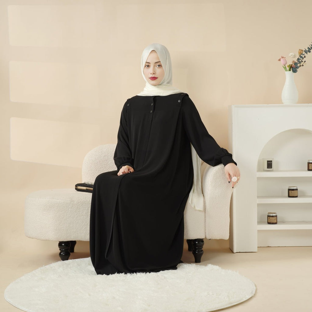 Mariam's Collection Macaron Color Shoulder Button Pullover Abaya (MA083) — feature highlight