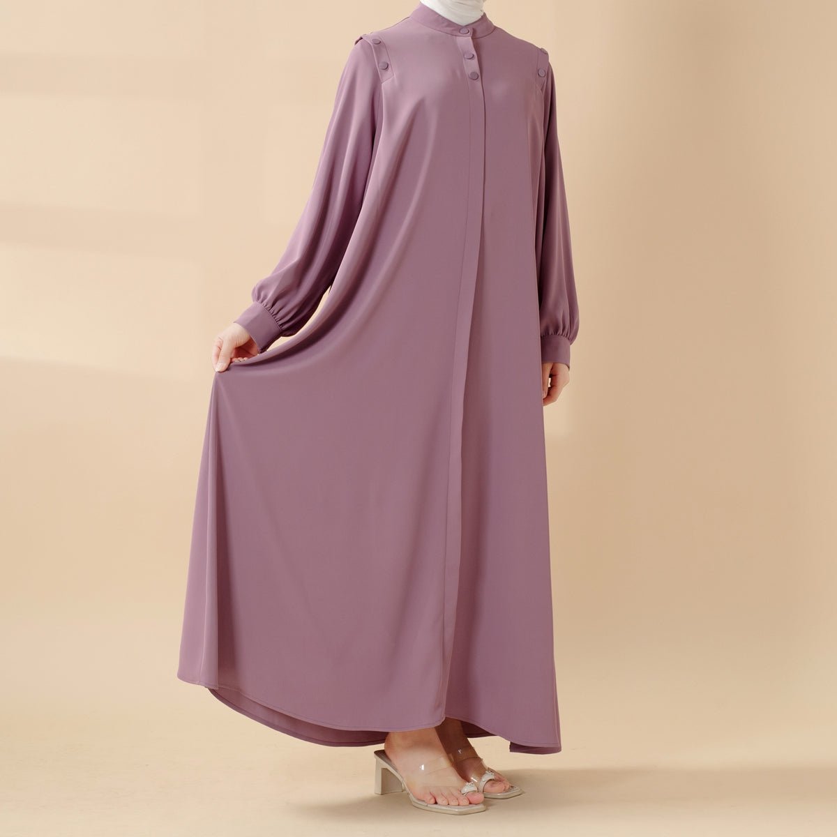 Mariam's Collection Macaron Color Shoulder Button Pullover Abaya (MA083) — main product shot