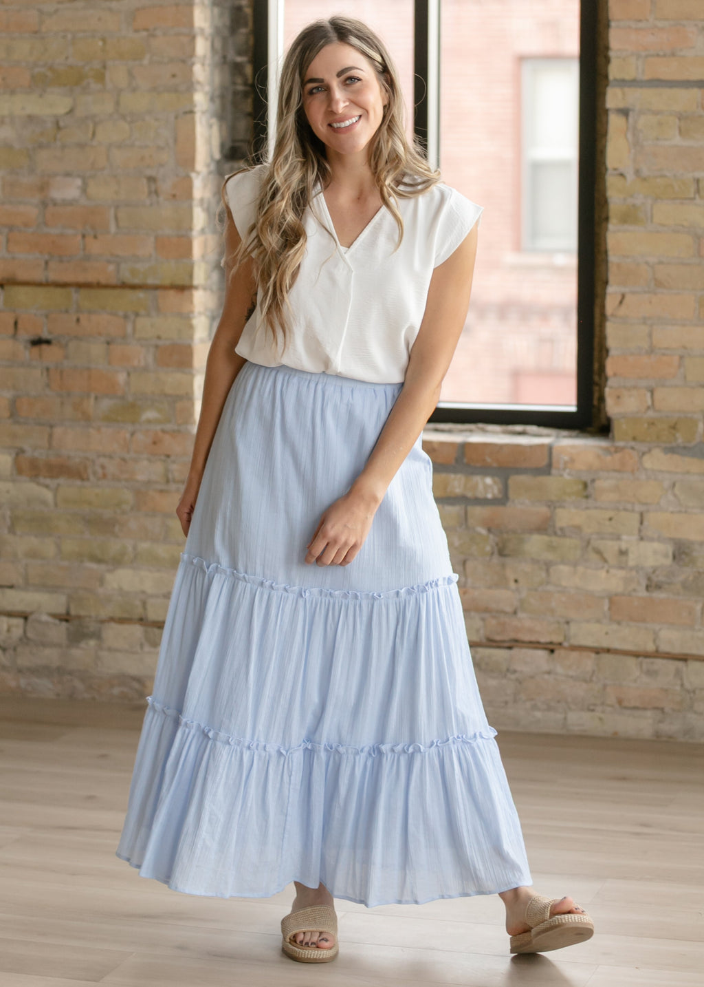 Inherit Co. Madison V-neck Short Sleeve Flowy Top - FINAL SALE — in-use photo
