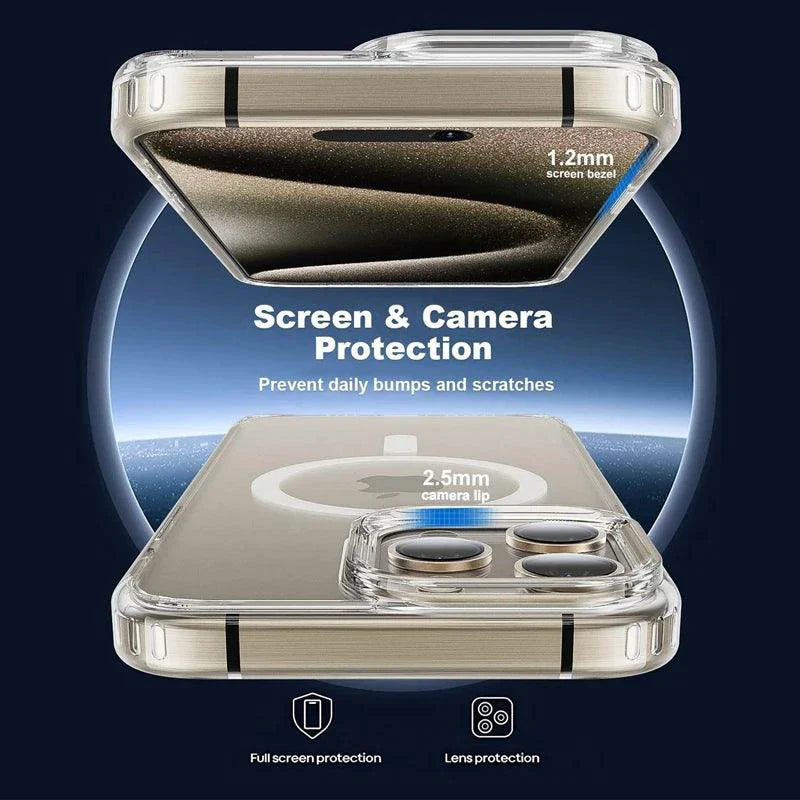 MagSafe Compatible Magnetic Clear Case for iPhone 16/15/14/13/12/11 Pro Max Plus - Wireless Charging Ready