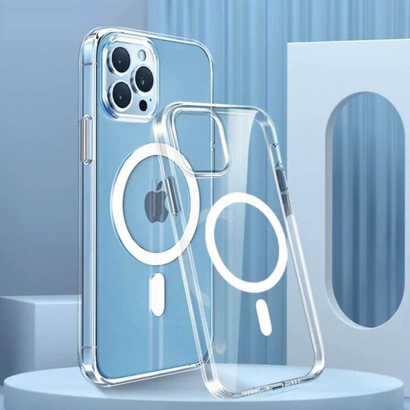 MagSafe Compatible Magnetic Clear Case for iPhone 16/15/14/13/12/11 Pro Max Plus - Wireless Charging Ready