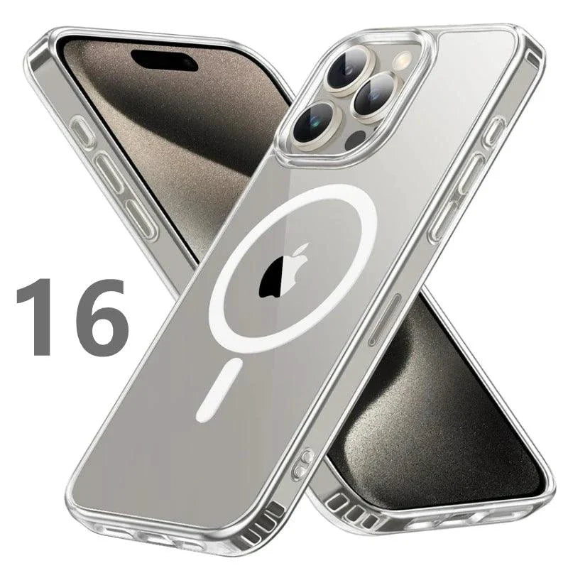 MagSafe Compatible Magnetic Clear Case for iPhone 16/15/14/13/12/11 Pro Max Plus - Wireless Charging Ready