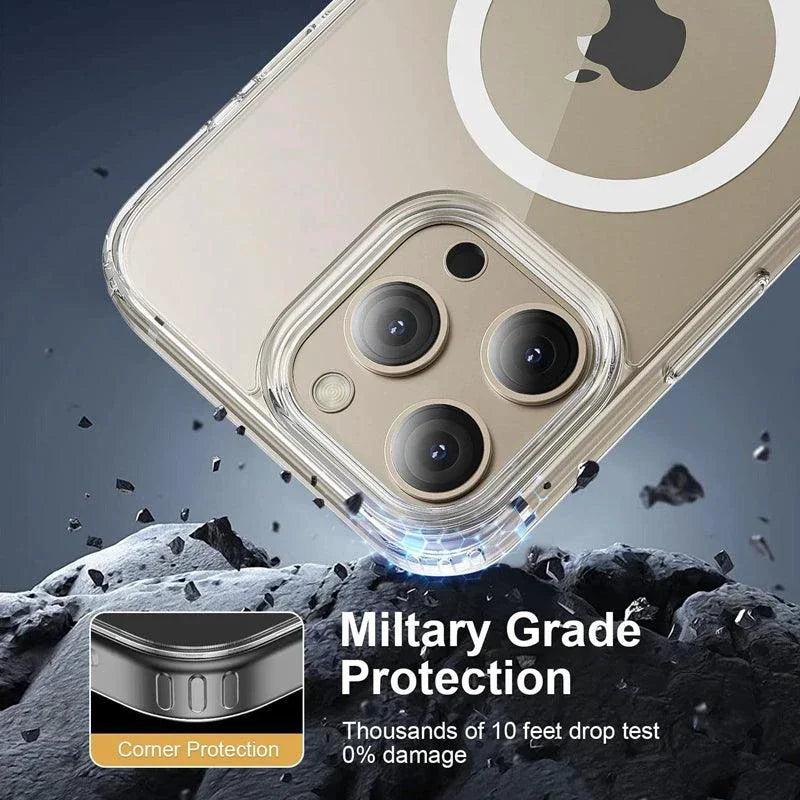 MagSafe Compatible Magnetic Clear Case for iPhone 16/15/14/13/12/11 Pro Max Plus - Wireless Charging Ready