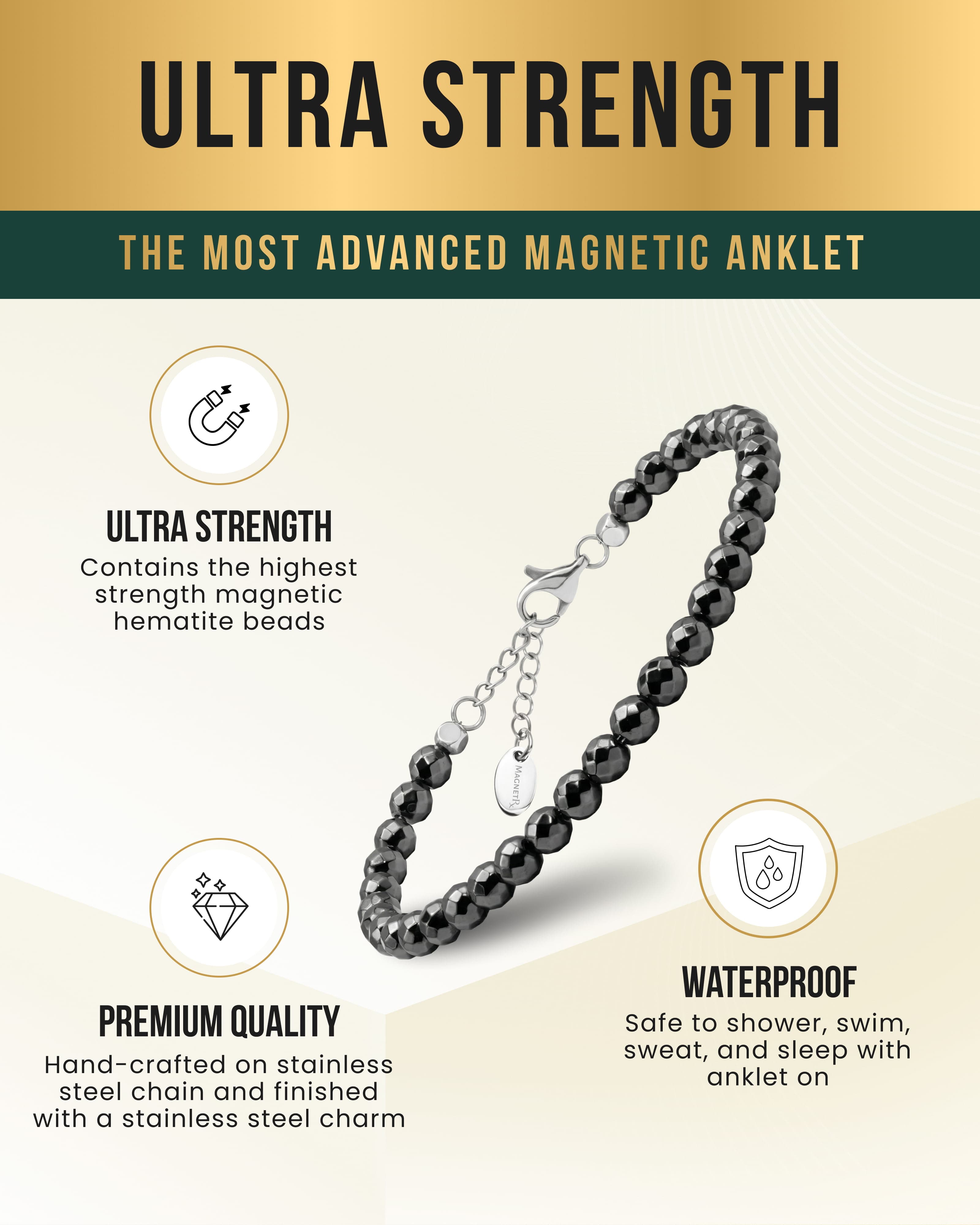 MagnetRX Hematite Magnetic Anklet (6mm Faceted Beads) — anklet category context