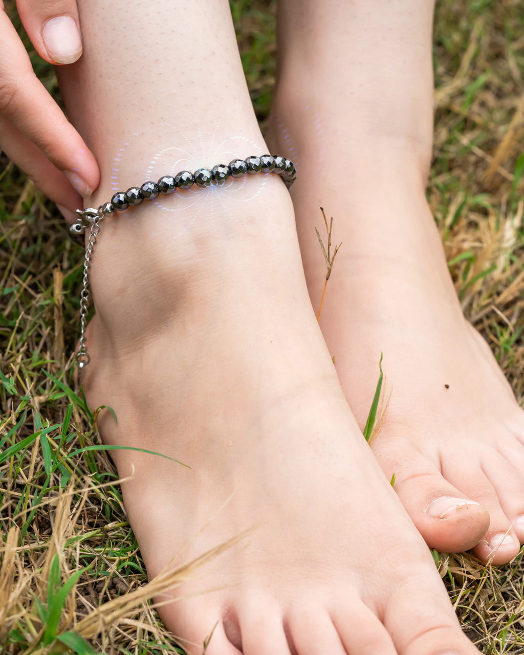 MagnetRX Hematite Magnetic Anklet (6mm Faceted Beads) — detail shot 9