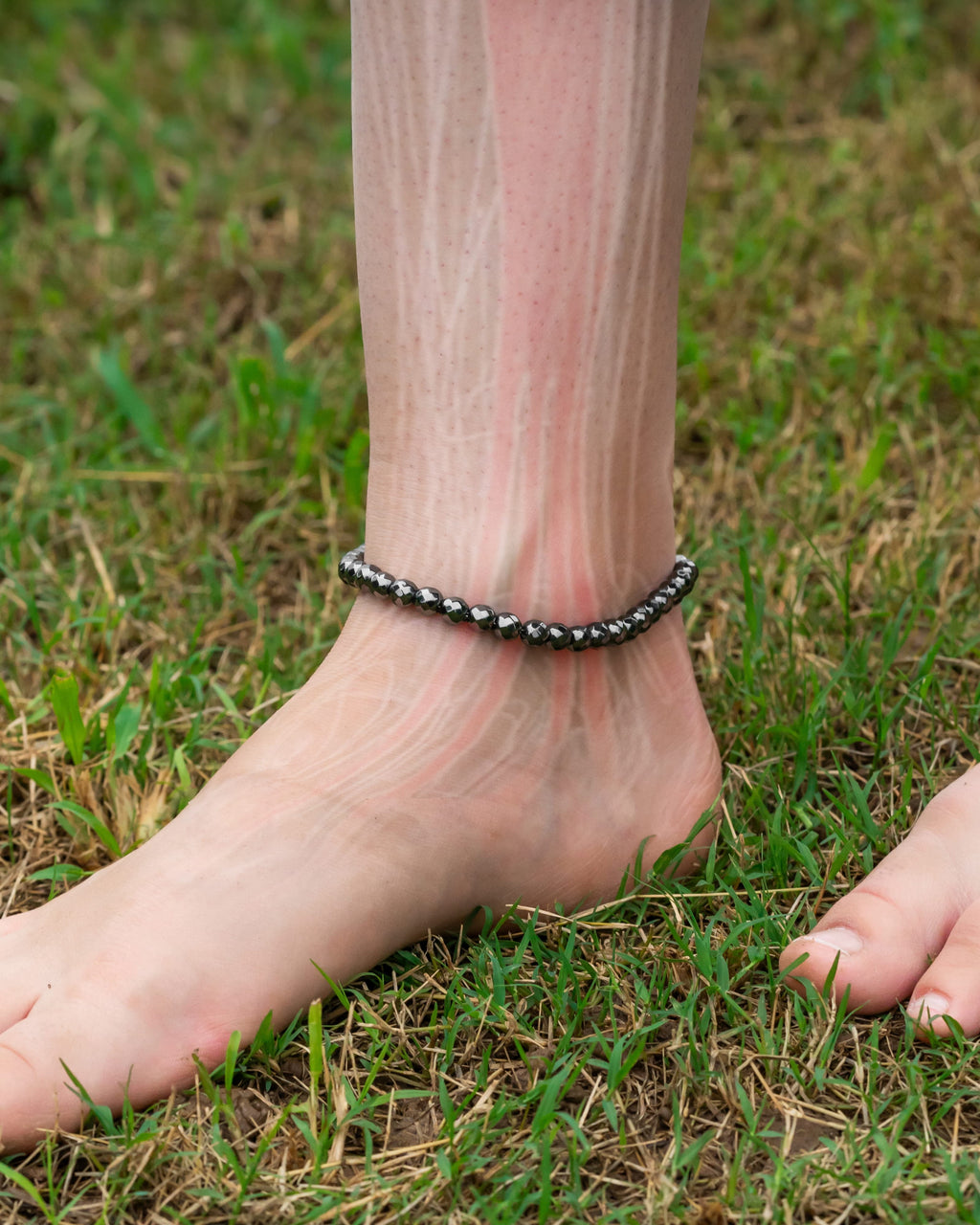 MagnetRX Hematite Magnetic Anklet (6mm Faceted Beads) — construction detail