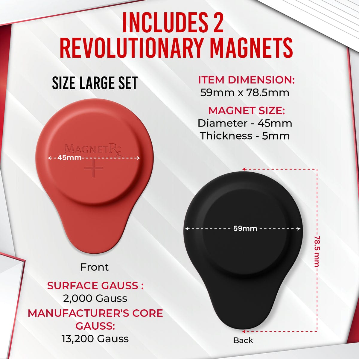 MagnetRX Biomagnetic Therapy Magnet Set — Neodymium & Silicone (2 Large Magnets) — lifestyle worn / used context