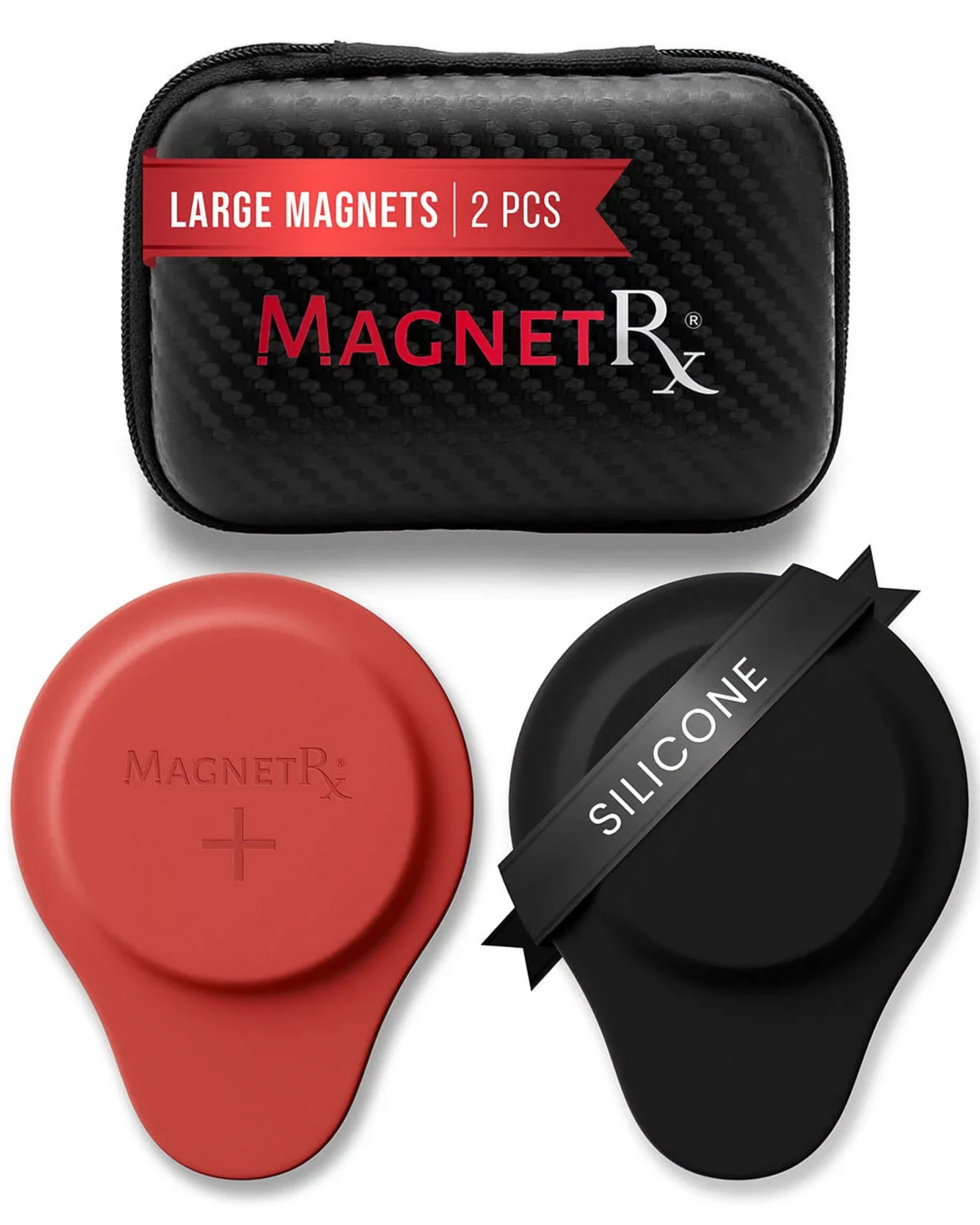 MagnetRX Biomagnetic Therapy Magnet Set — Neodymium & Silicone (2 Large Magnets) — main product shot