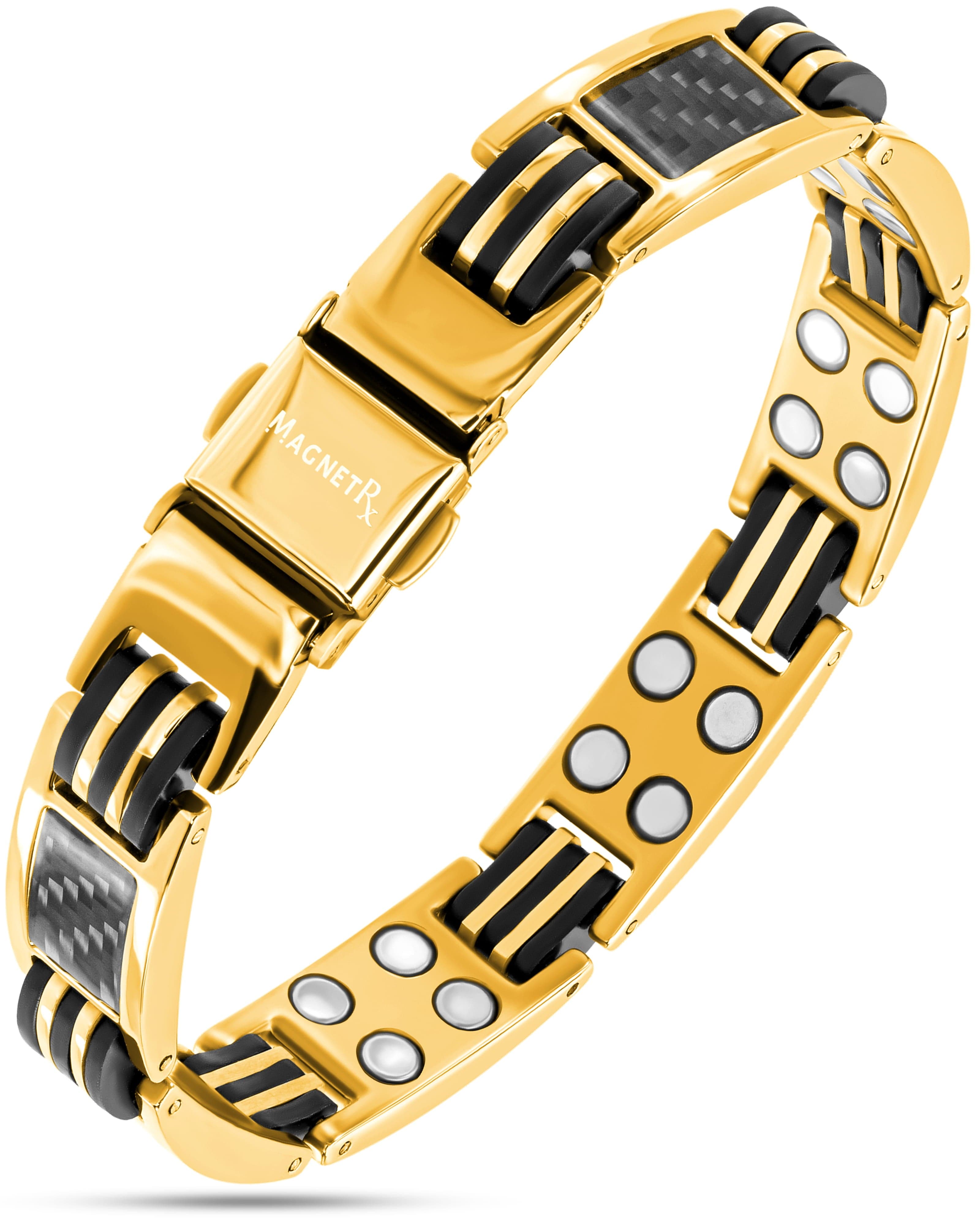 MagnetRX Carbon Fiber Magnetic Bracelet for Men (Gold) — main product shot