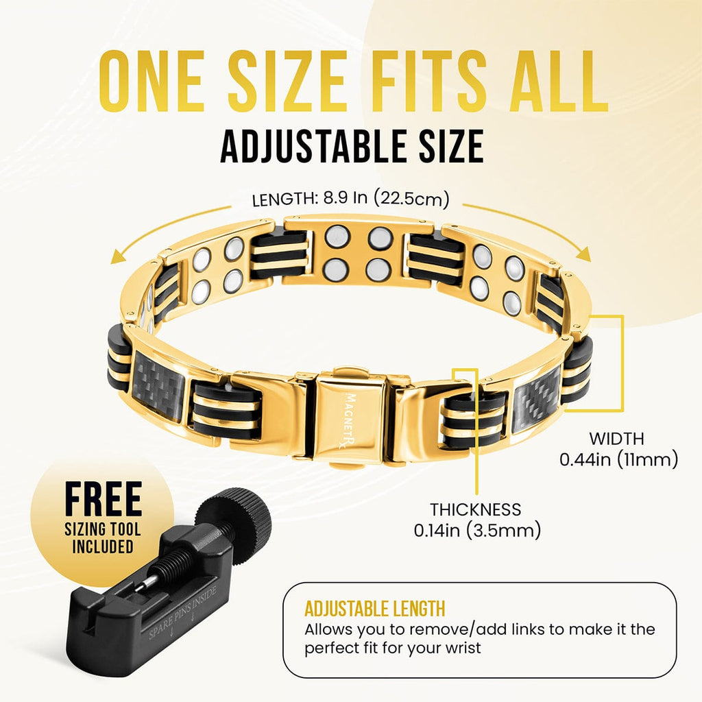 MagnetRX Carbon Fiber Magnetic Bracelet for Men (Gold) — lifestyle worn / used context