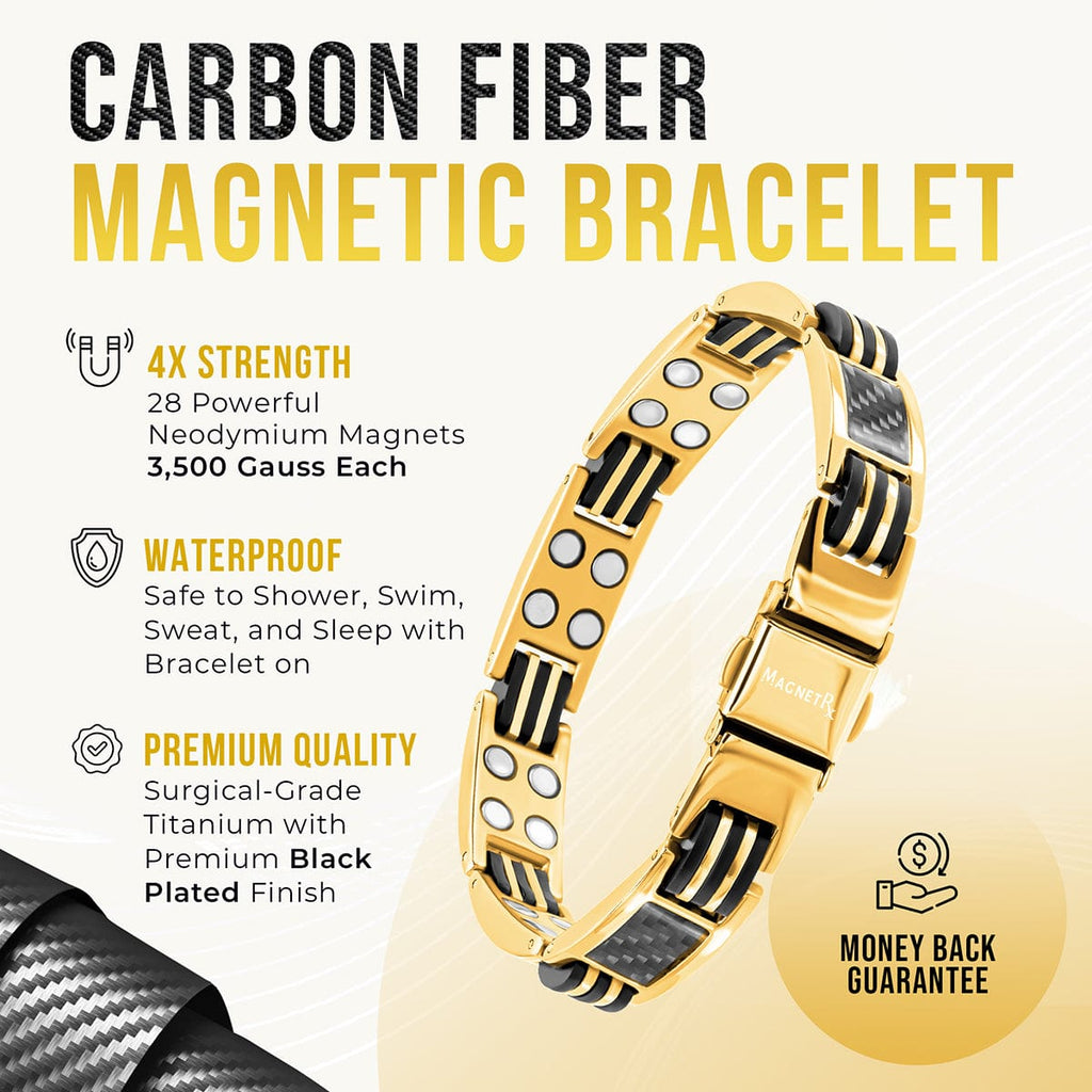 MagnetRX Carbon Fiber Magnetic Bracelet for Men (Gold) — bracelet category context