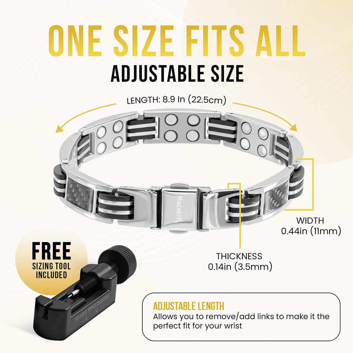 MagnetRX Carbon Fiber Magnetic Bracelet for Men (Silver) — lifestyle worn / used context