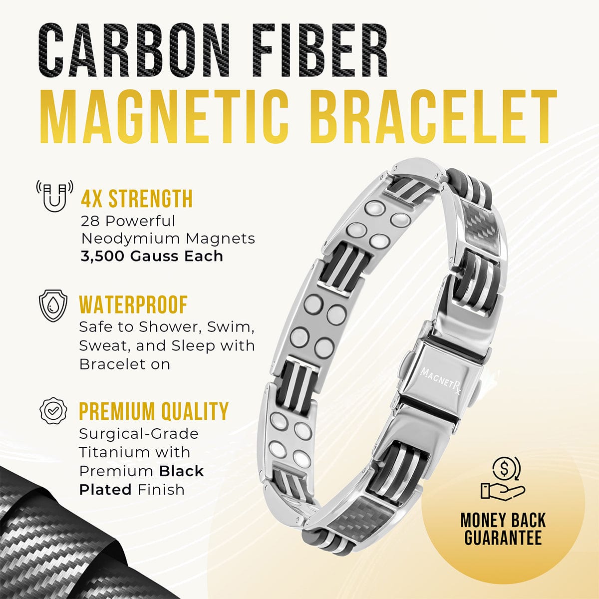 MagnetRX Carbon Fiber Magnetic Bracelet for Men (Silver) — bracelet category context