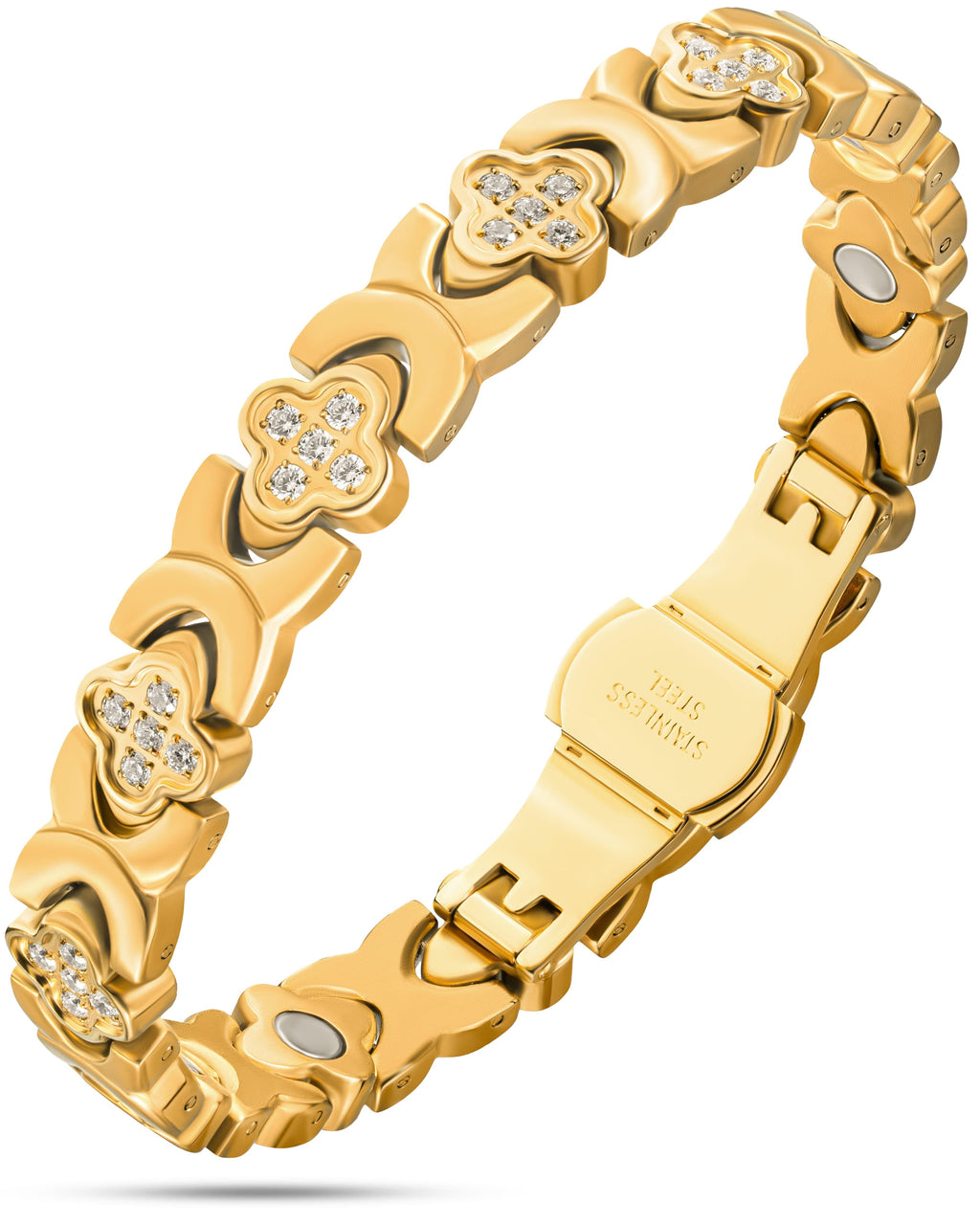 MagnetRX Clover Magnetic Bracelet for Women (Gold) — main product shot