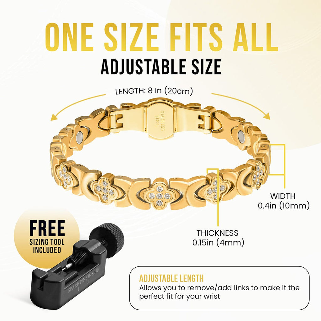 MagnetRX Clover Magnetic Bracelet for Women (Gold) — lifestyle worn / used context