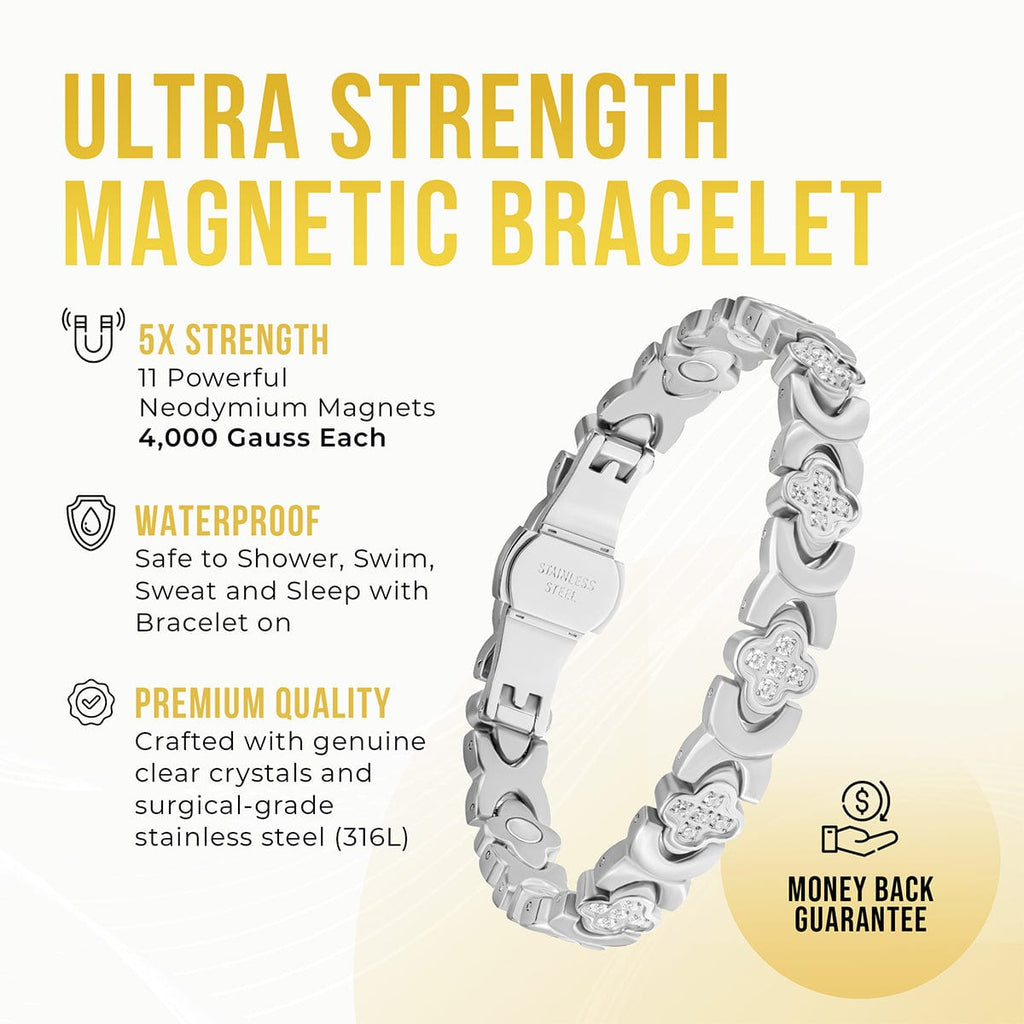 MagnetRX Clover Magnetic Bracelet for Women (Silver) — bracelet category context