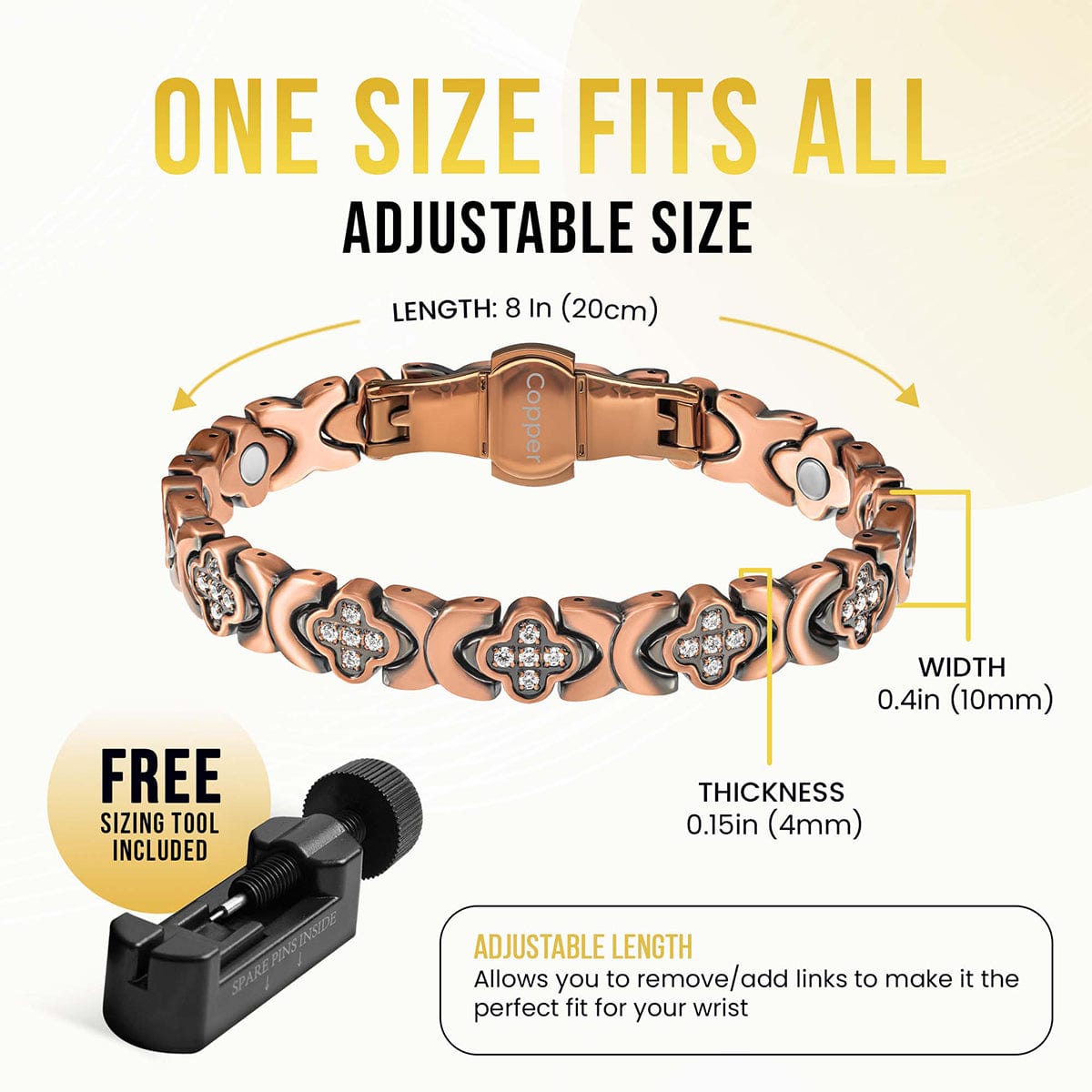 MagnetRX Copper Clover Magnetic Bracelet for Women — lifestyle worn / used context