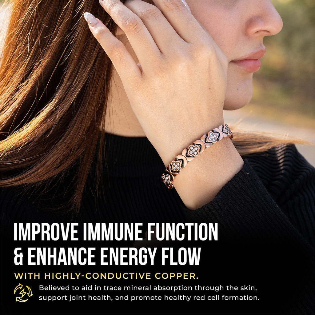 MagnetRX Copper Clover Magnetic Bracelet for Women — construction detail