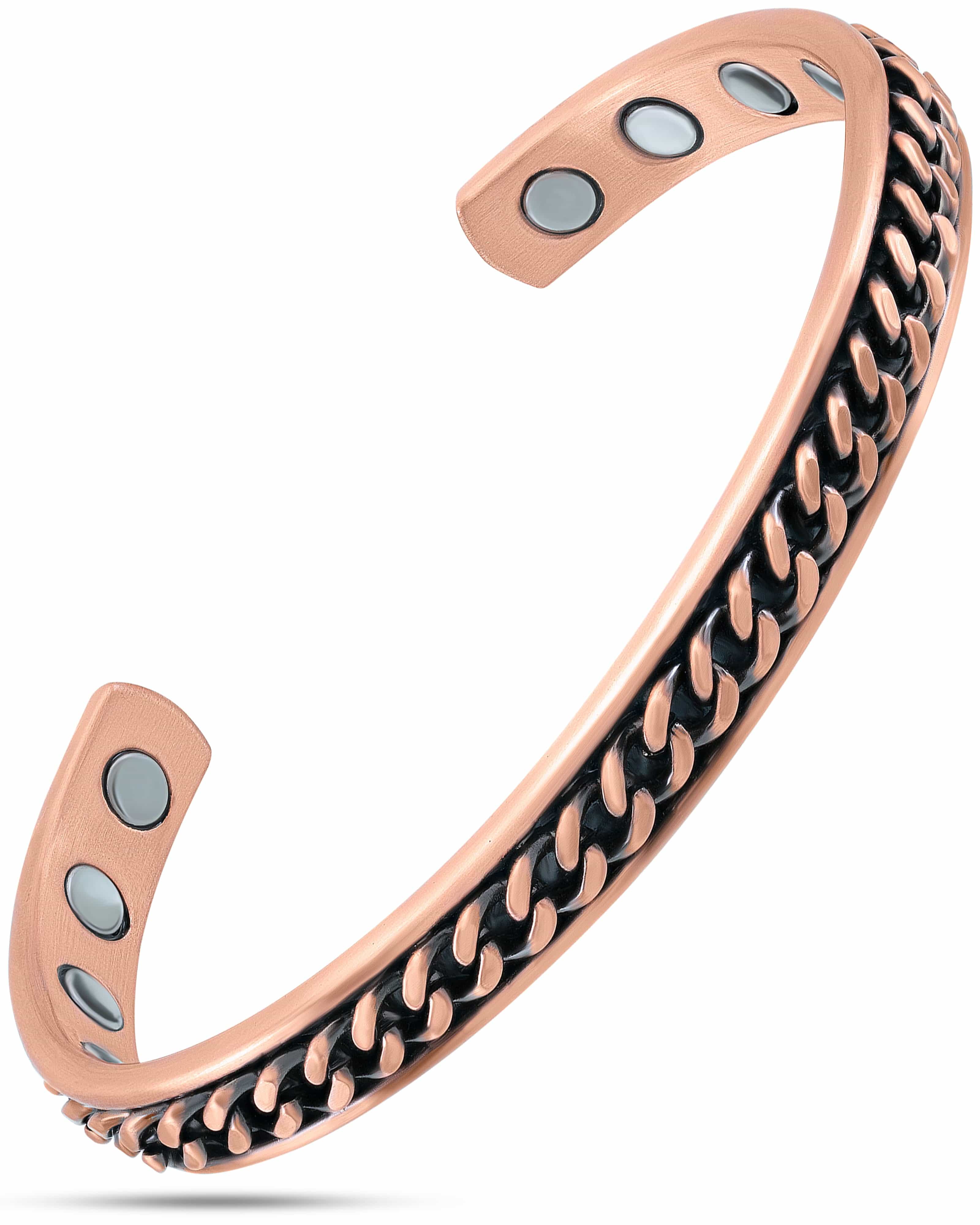 MagnetRX Curb Chain Inlay Copper Cuff Magnetic Therapy Bracelet for Men & Women — main product shot