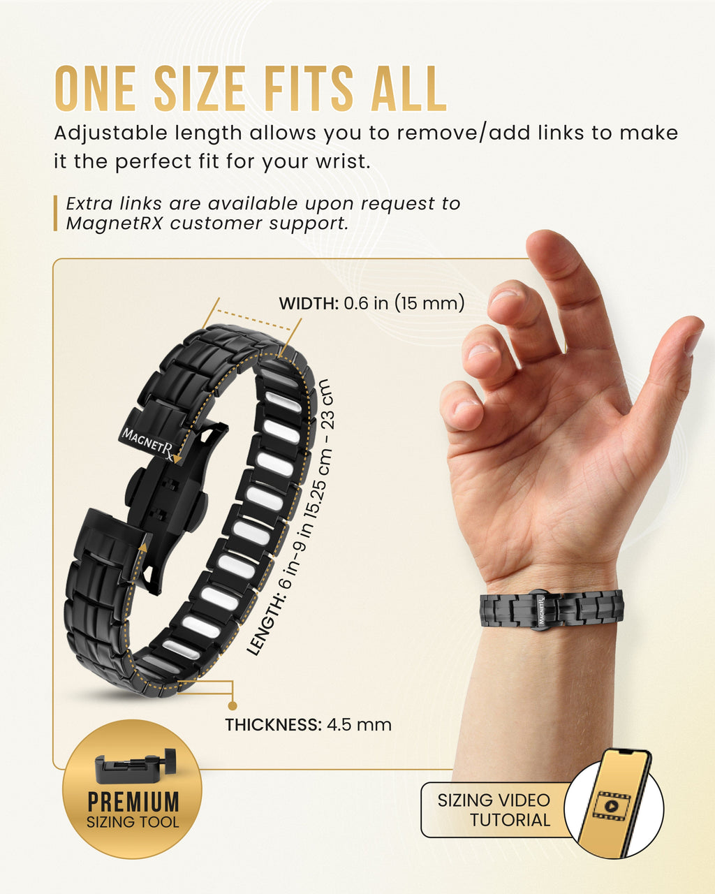 MagnetRX EllipseMAX Magnetic Bracelet for Men (Black) — lifestyle worn / used context