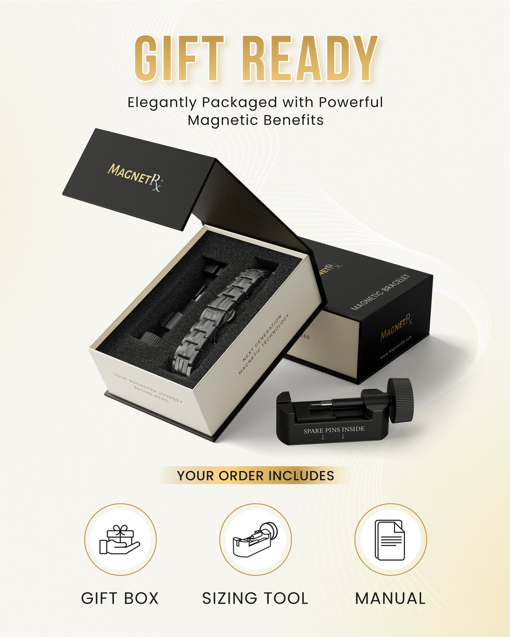 MagnetRX EllipseMAX Magnetic Bracelet for Men (Gunmetal) — detail shot 6