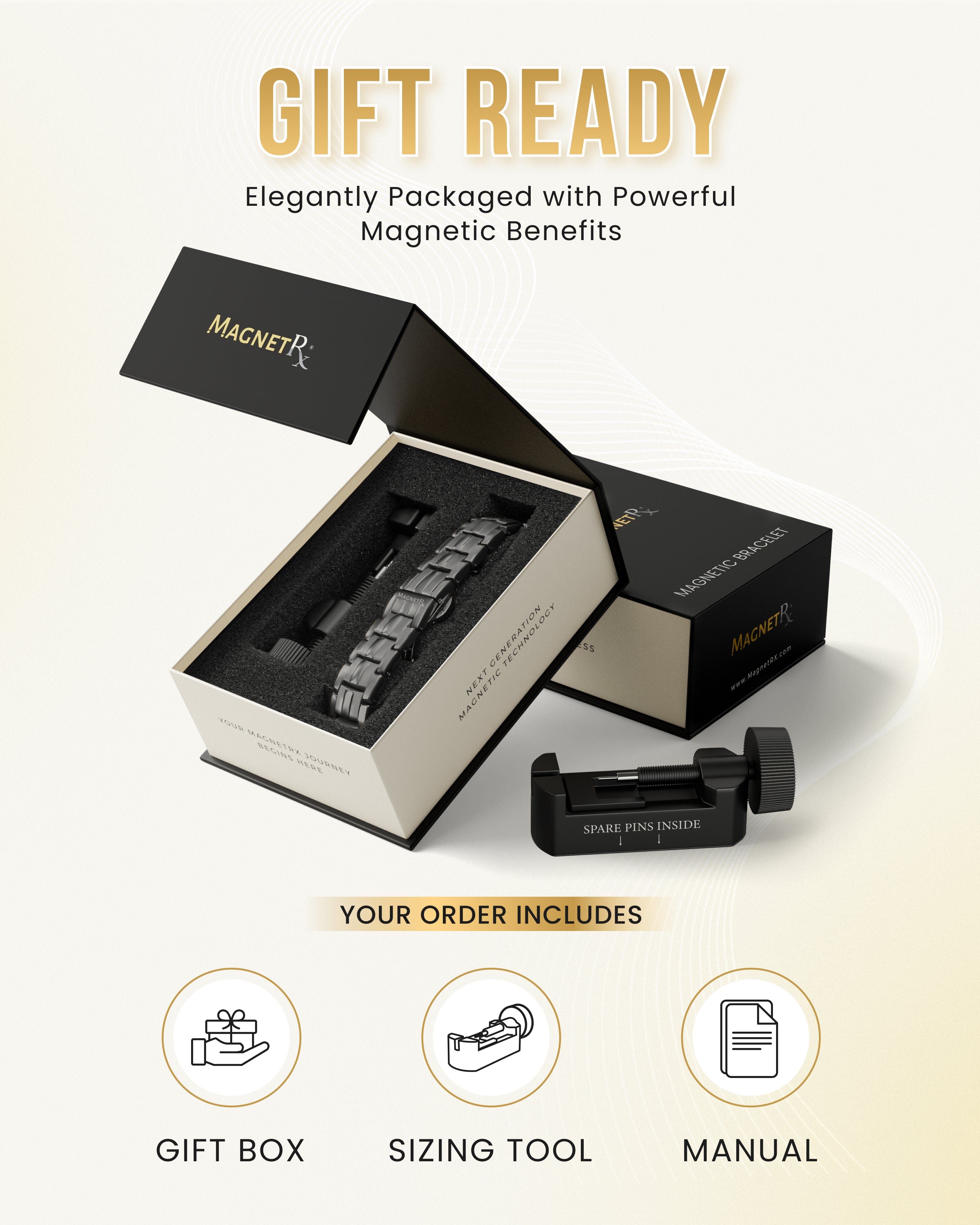 MagnetRX EllipseMAX Magnetic Bracelet for Men (Gunmetal) — detail shot 6