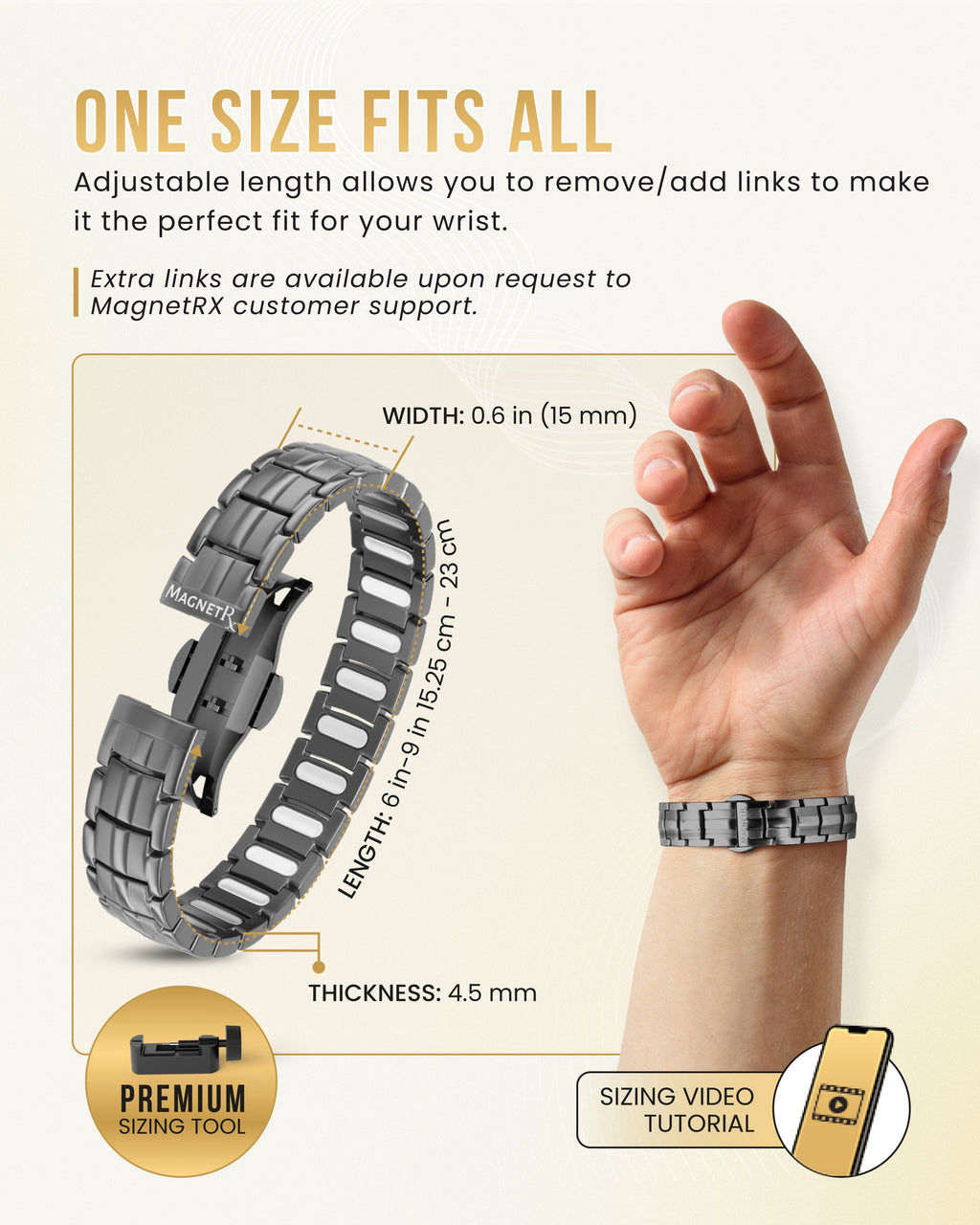 MagnetRX EllipseMAX Magnetic Bracelet for Men (Gunmetal) — lifestyle worn / used context