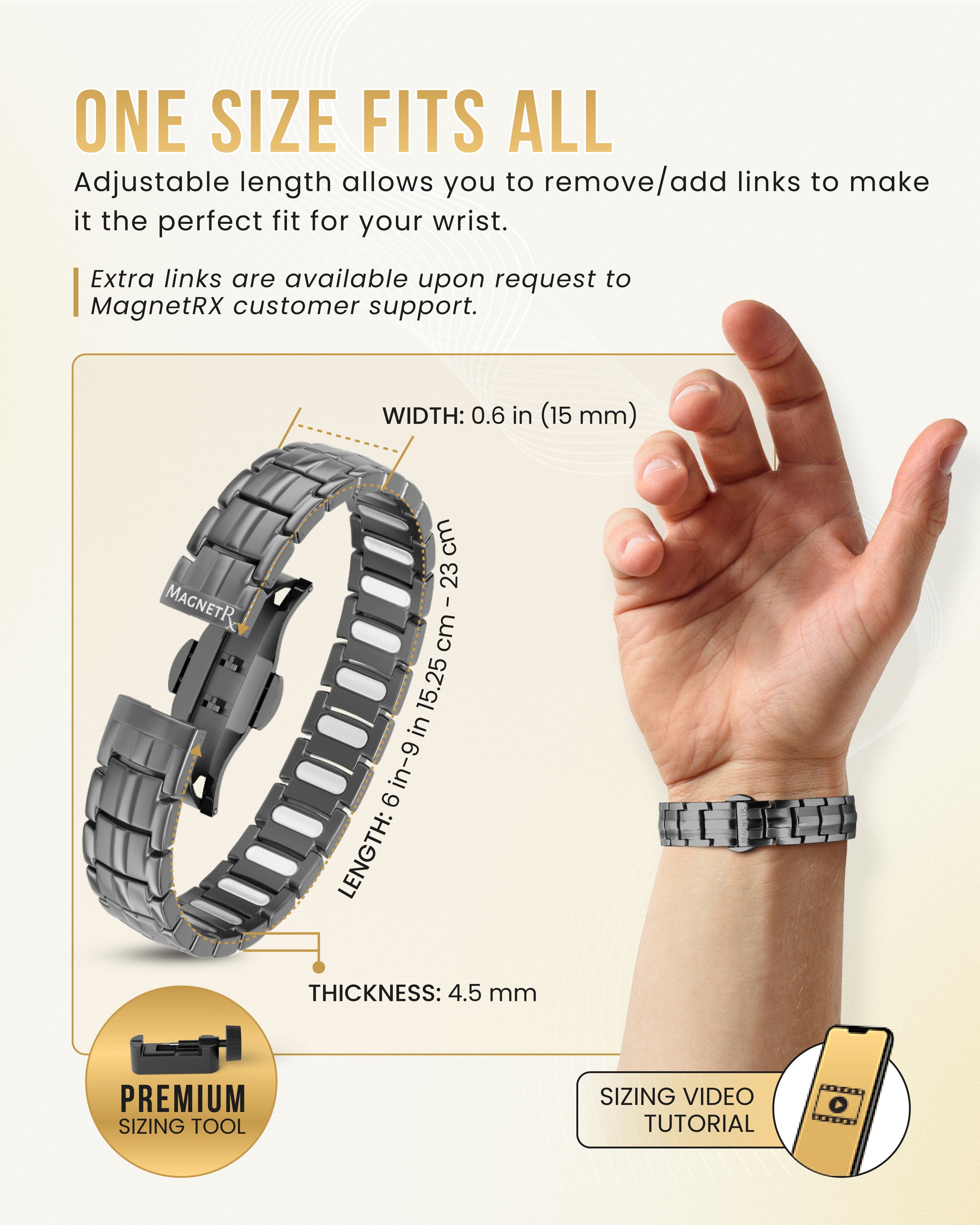 MagnetRX EllipseMAX Magnetic Bracelet for Men (Gunmetal) — lifestyle worn / used context