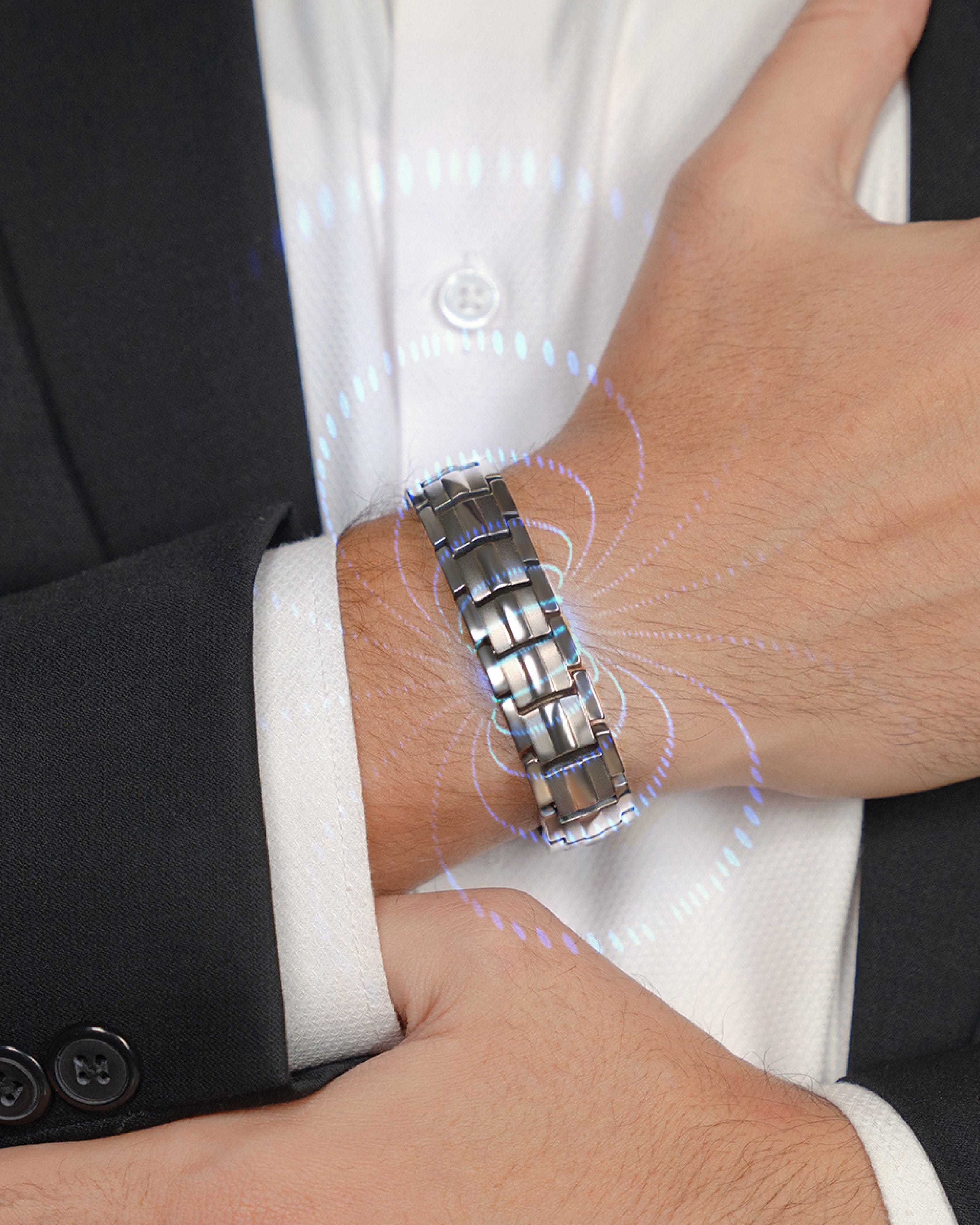MagnetRX EllipseMAX Magnetic Bracelet for Men (Gunmetal) — detail shot 8