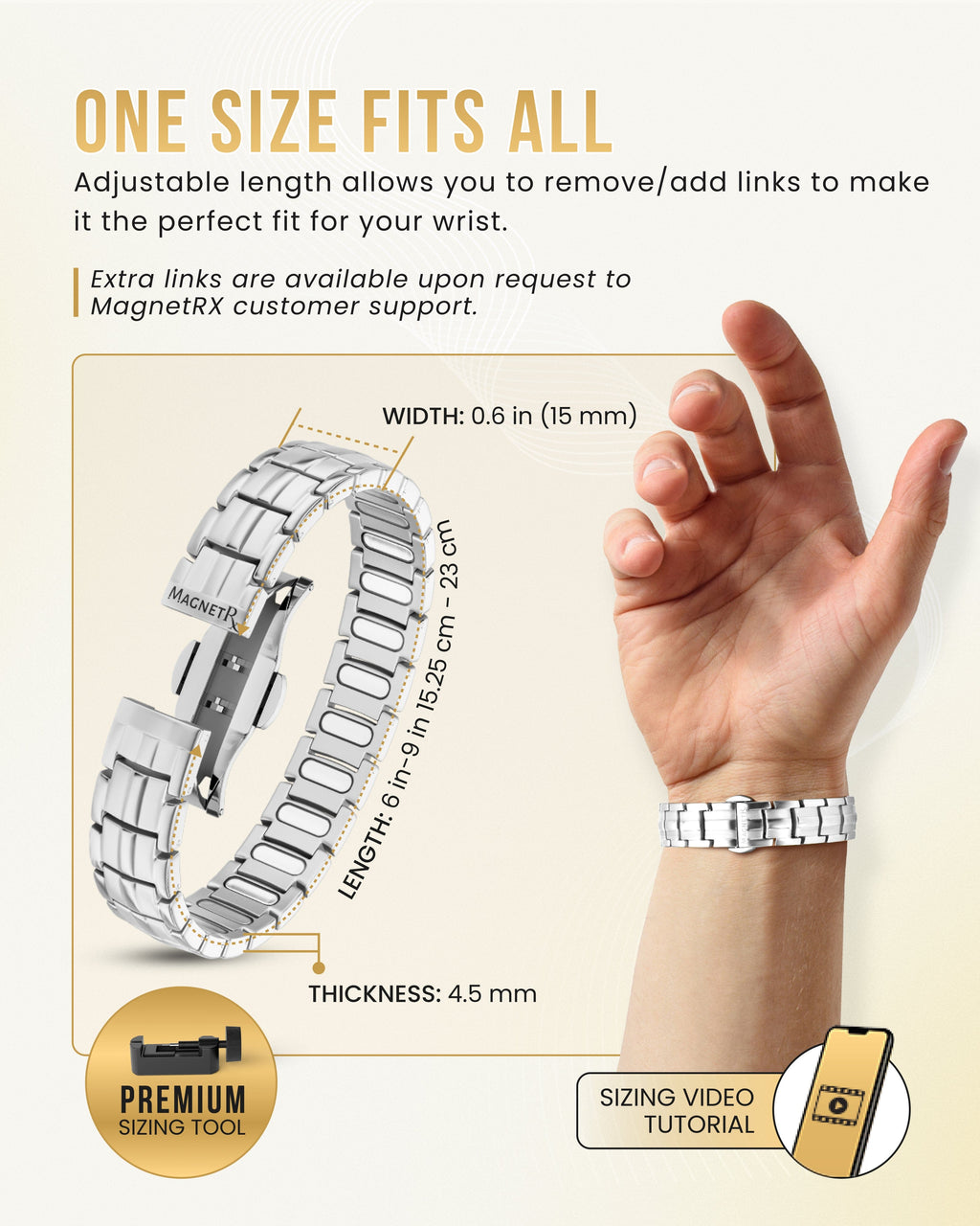 MagnetRX EllipseMAX Magnetic Bracelet for Men (Silver) — lifestyle worn / used context